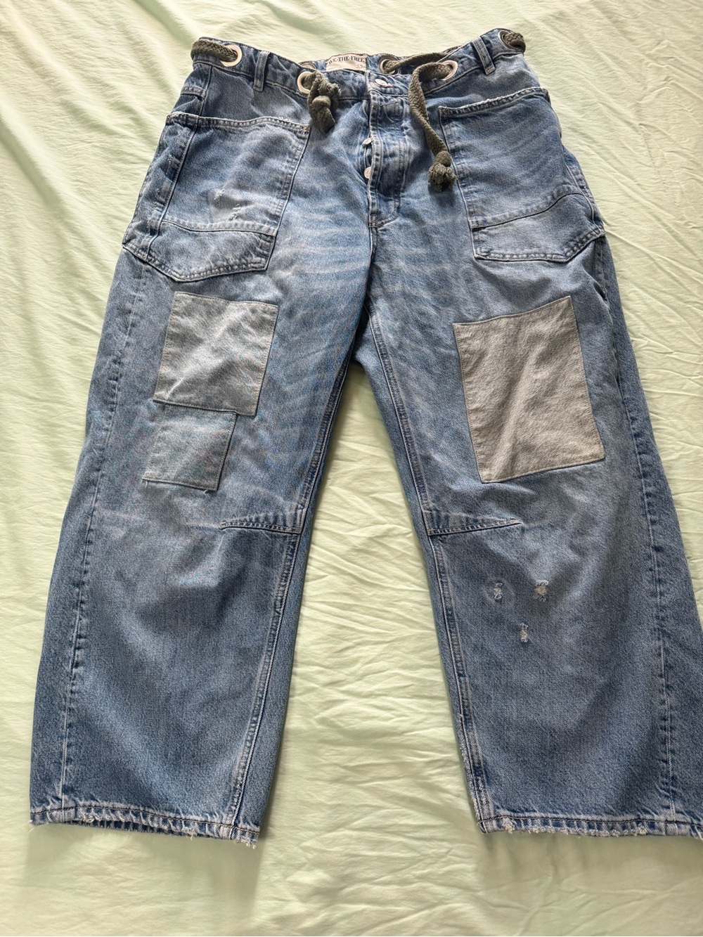 We the free people moxie distressed barrel jeans 32 boho - Picture 2 of 12